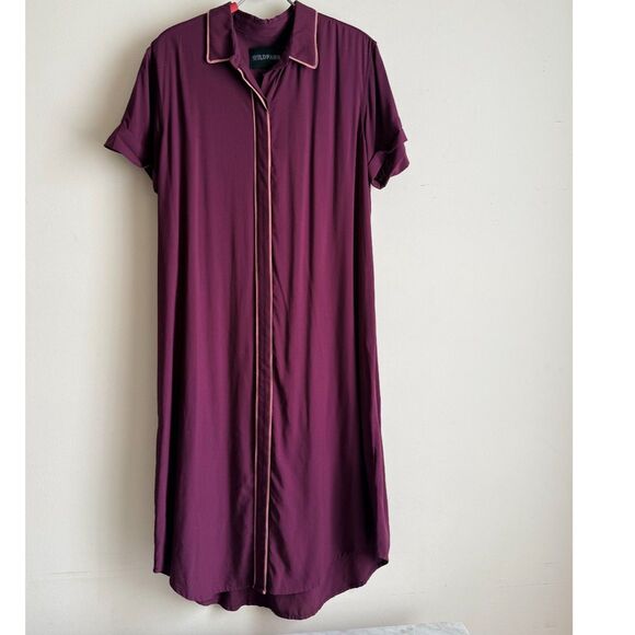 Wildfang Dresses & Skirts - Wild Fang Shirt Dress (Burgundy w/ Mauve stripe)